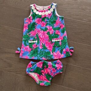 Lilly Pulitzer Pink and Green Floral Baby Dress